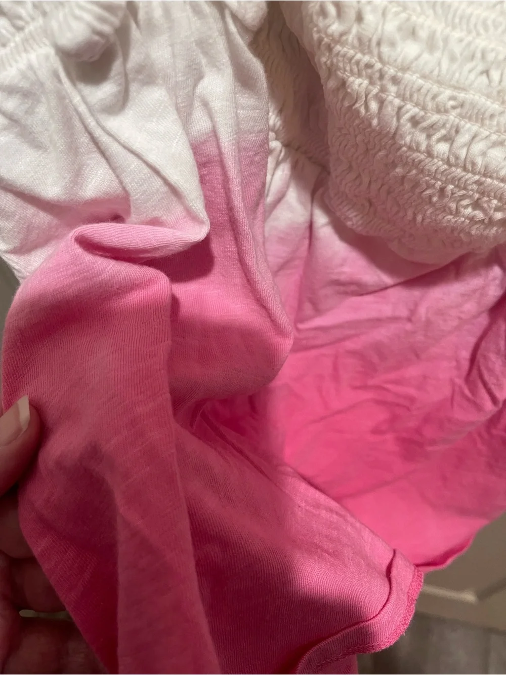 Lane Bryant White to Pink Ombre Smocked Camisole with Ruffle Sleeves - Picture 4 of 4